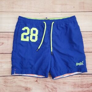Superdry‎ Swim Shorts Mens Large Blue Outdoor Drawstring Board Shorts Lined